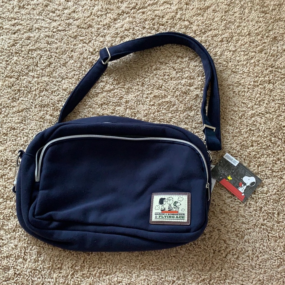 Soft Blue Flying Ace Snoopy Zipper Shoulder Bag